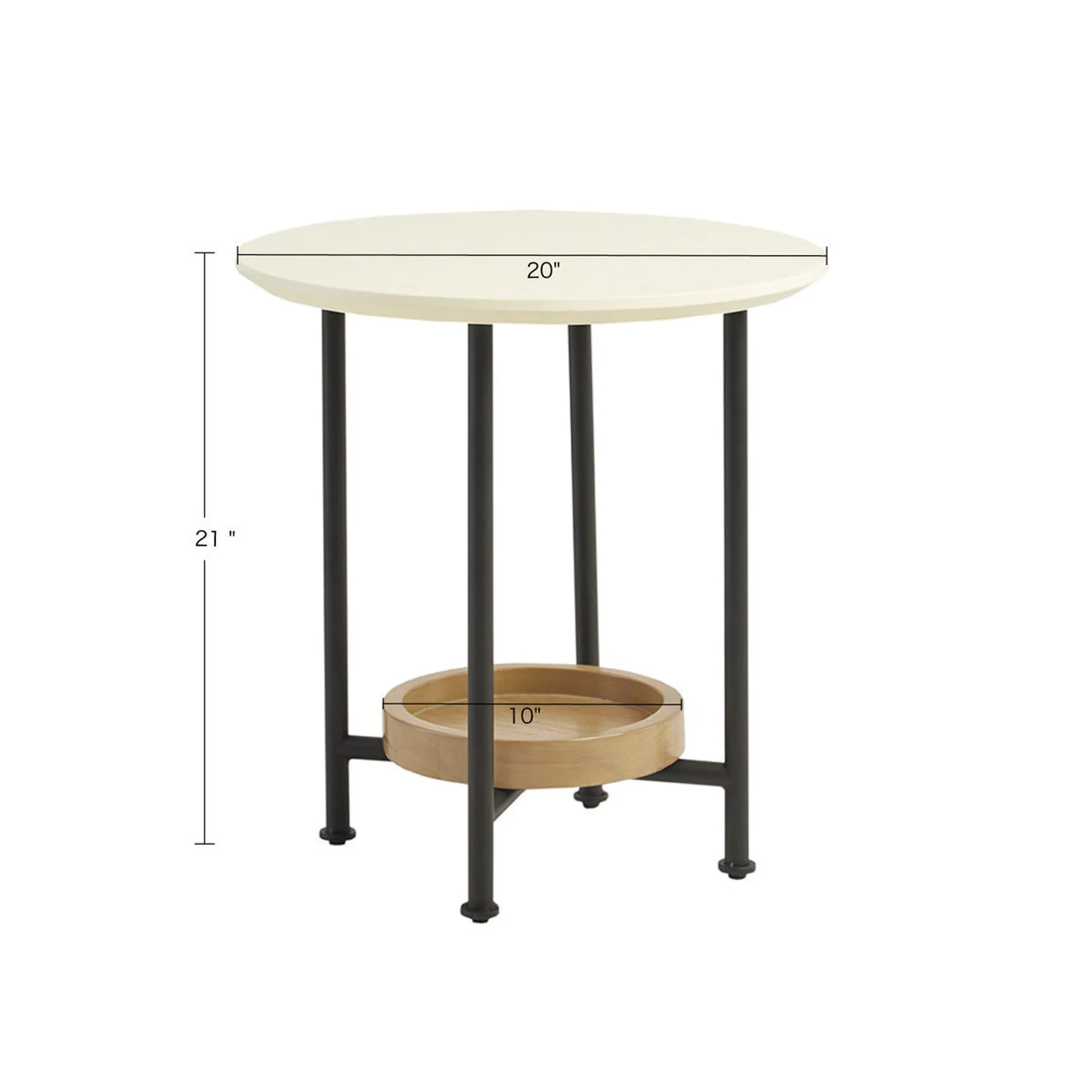 White/Natural End Table - Image 4