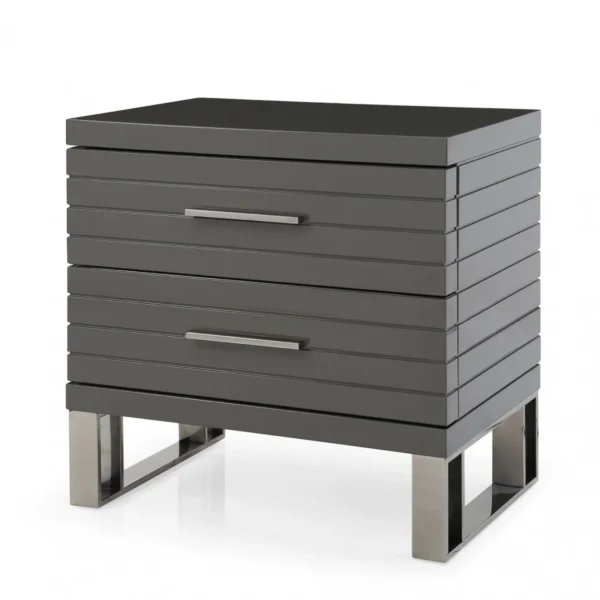 23" Silver and Gray Two Drawer Nightstand