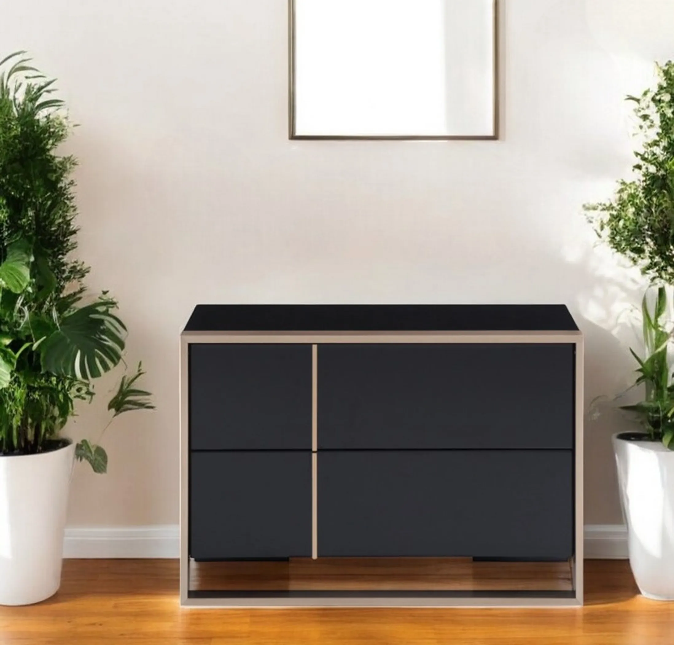 20" Black Two Drawers Nightstand - Image 2