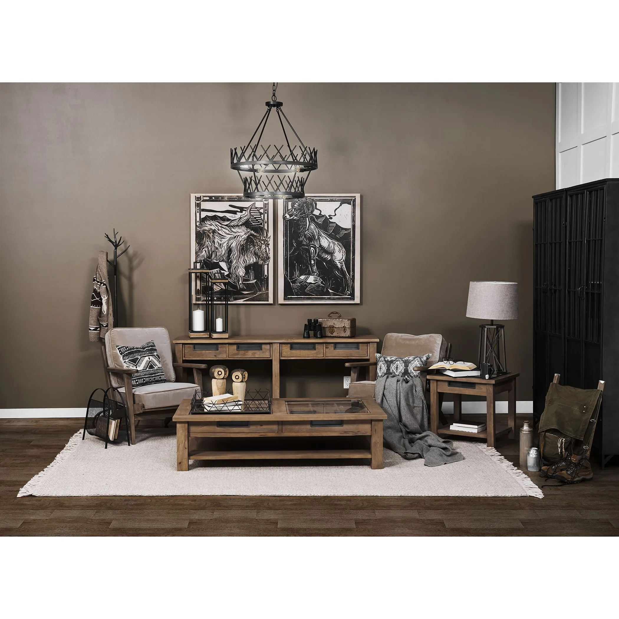 29" Bronze Lamp Base LED With Beige Shade - Image 3