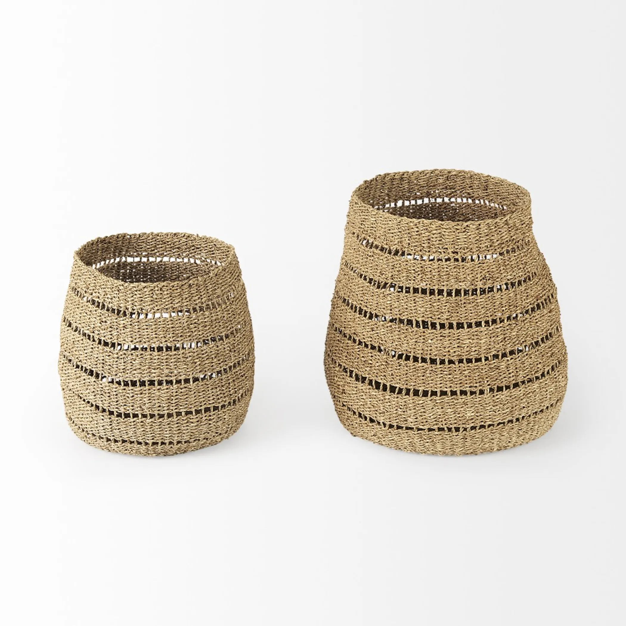 Set of Two 18" Brown Wicker Basket - Image 3