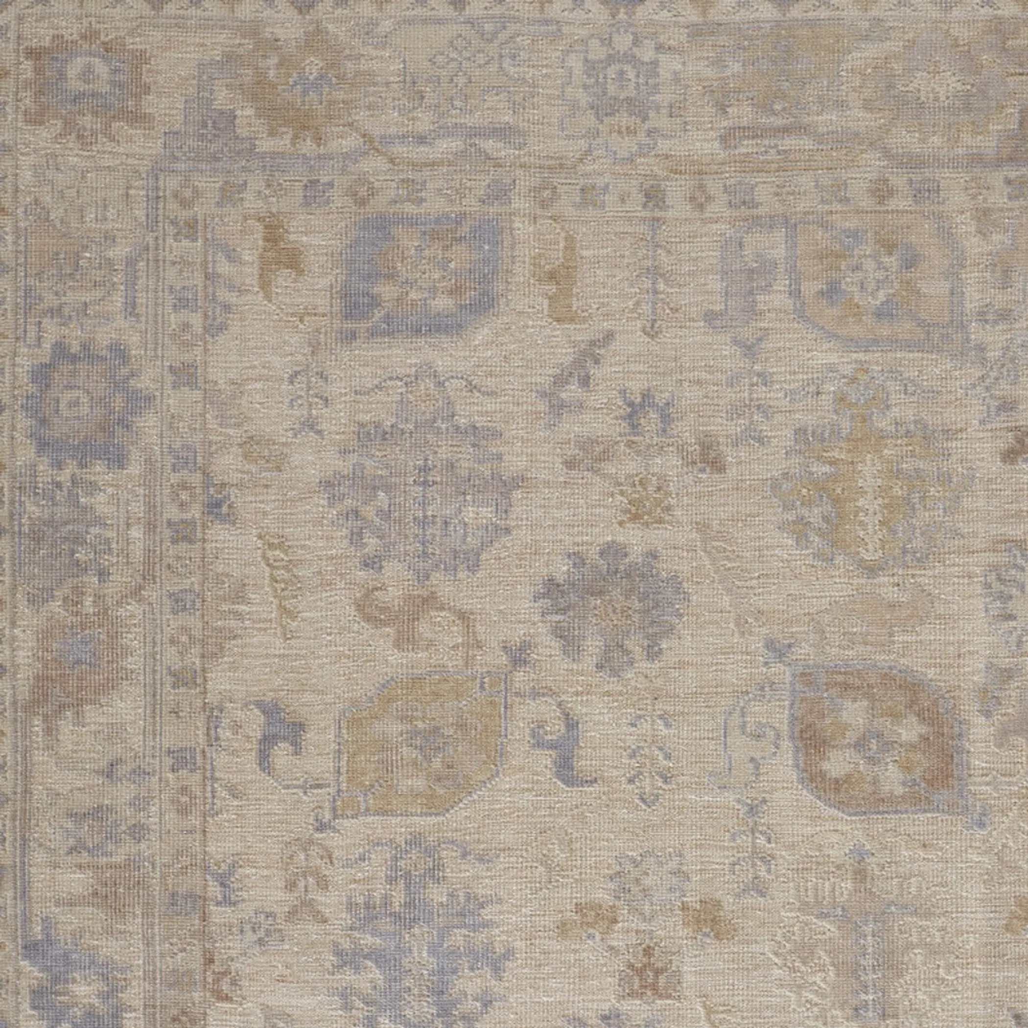 8' X 10' Blue and Ivory Floral Hand Knotted Area Rug - Image 5