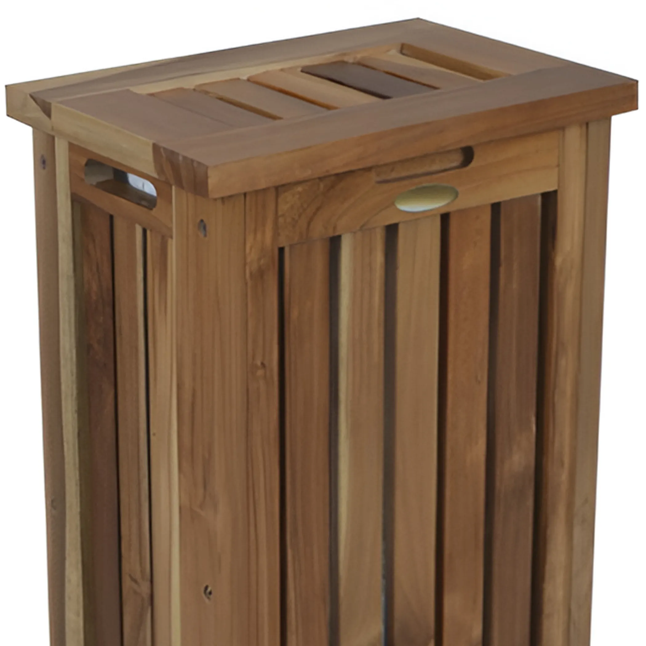 24" Brown Solid Wood Laundry Hamper With Lid - Image 6