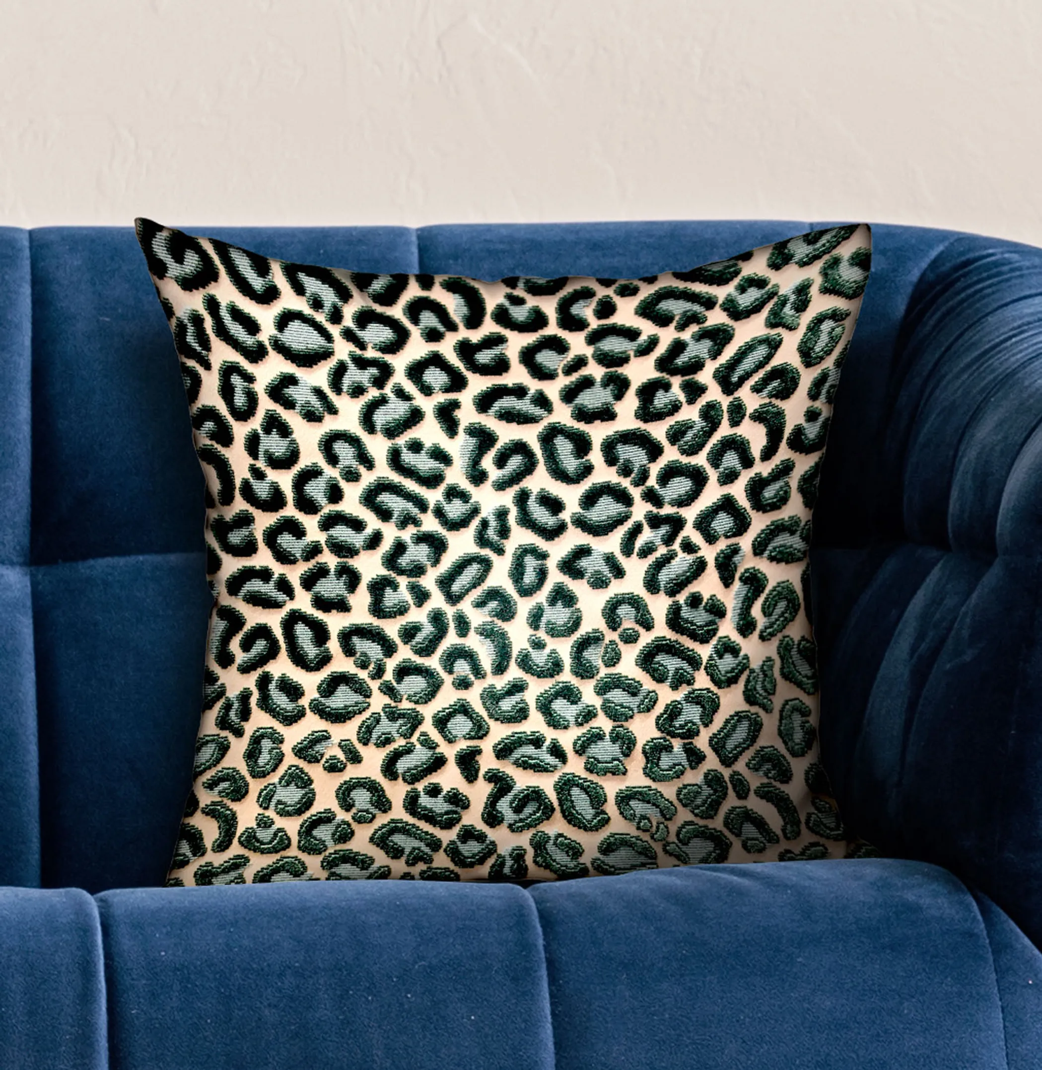 Plutus Jade Velvet Cheetah Green Animal Motif Luxury Throw Pillow - Image 2