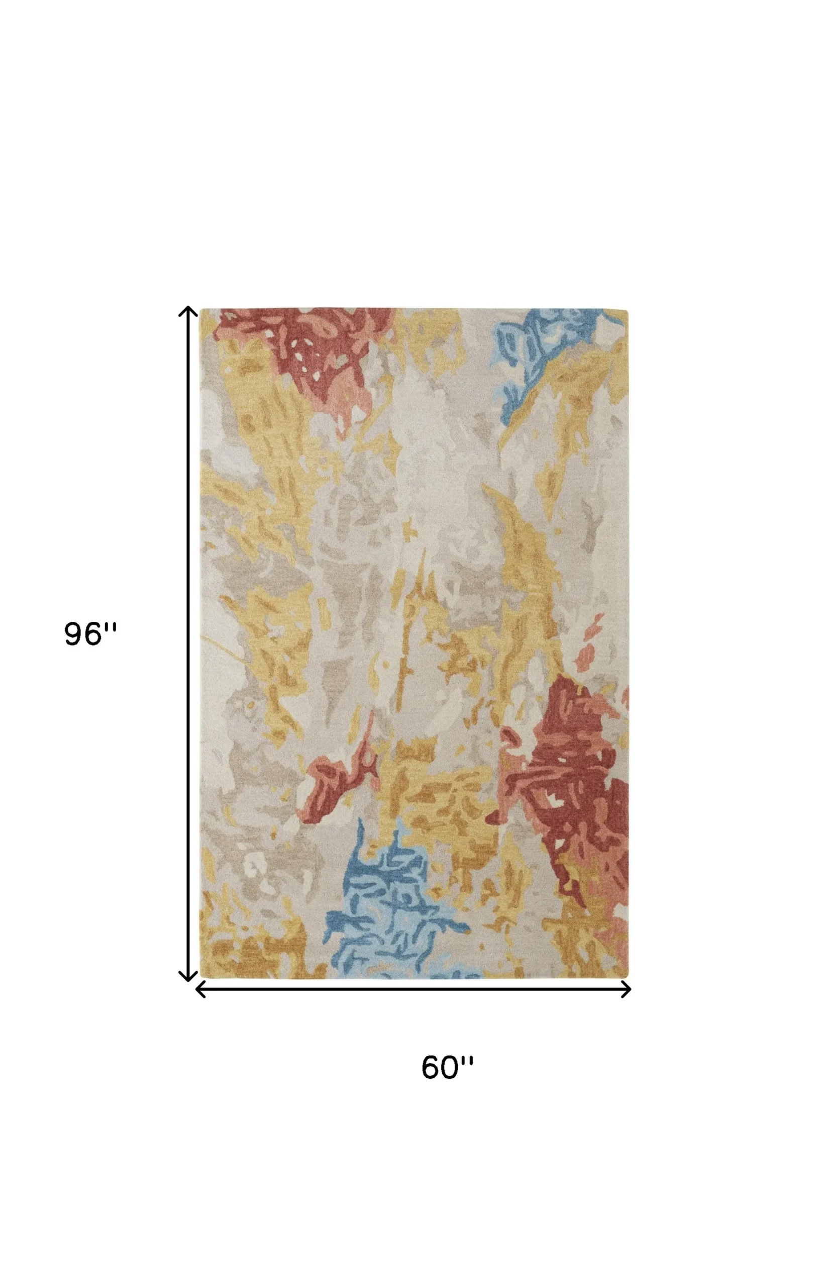 5' X 8' Ivory and Blue Wool Abstract Hand Tufted Area Rug - Image 3