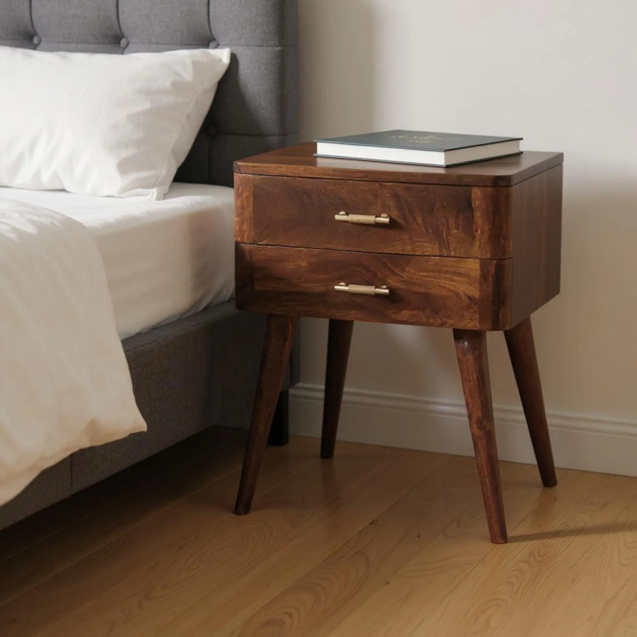 Solid Wood Two Drawer Nightstand - Image 2