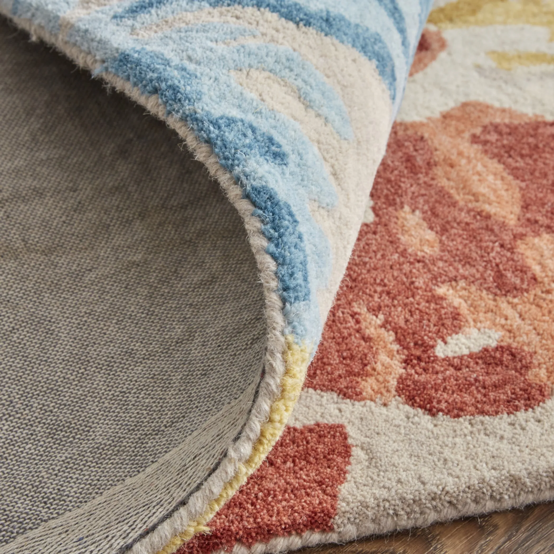 5' X 8' Ivory and Blue Wool Abstract Hand Tufted Area Rug - Image 5
