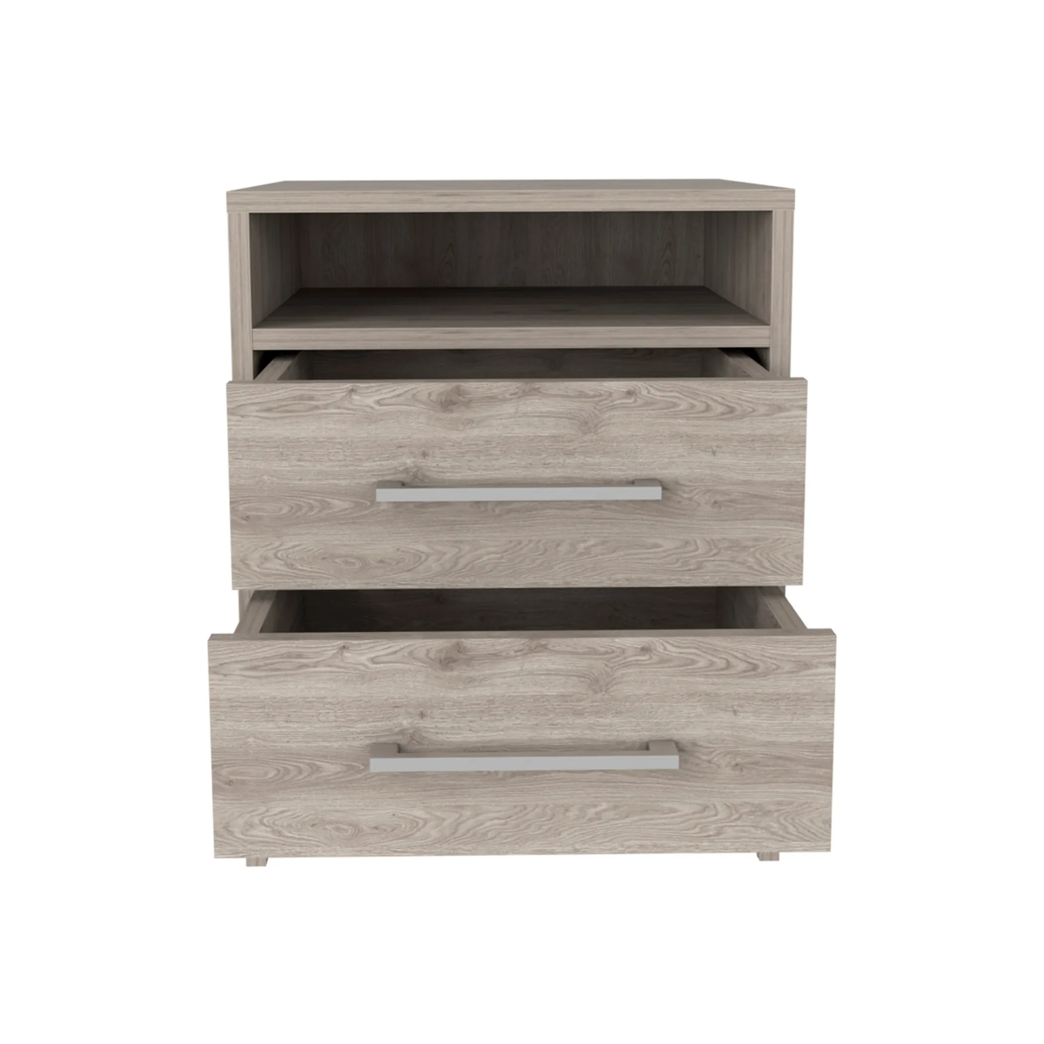 20" Gray Two Drawer Faux Wood Nightstand - Image 4