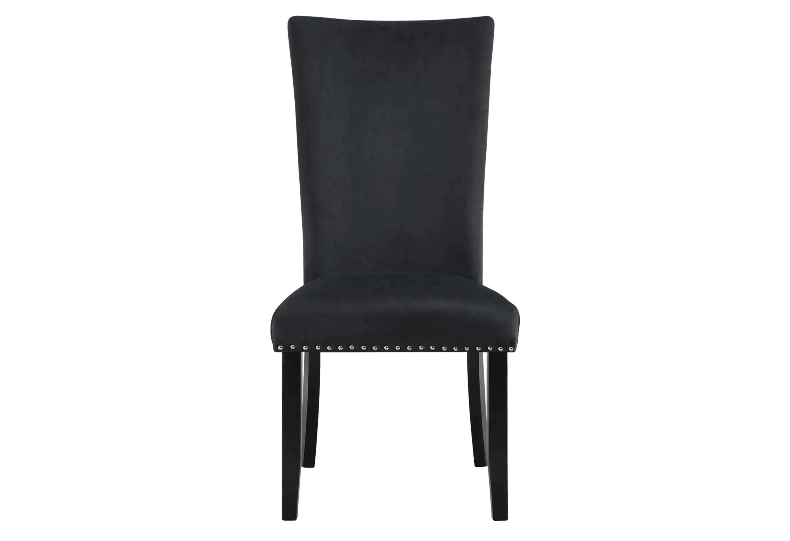 Set of Two Black Upholstered Velvet Dining Side Chairs - Image 3