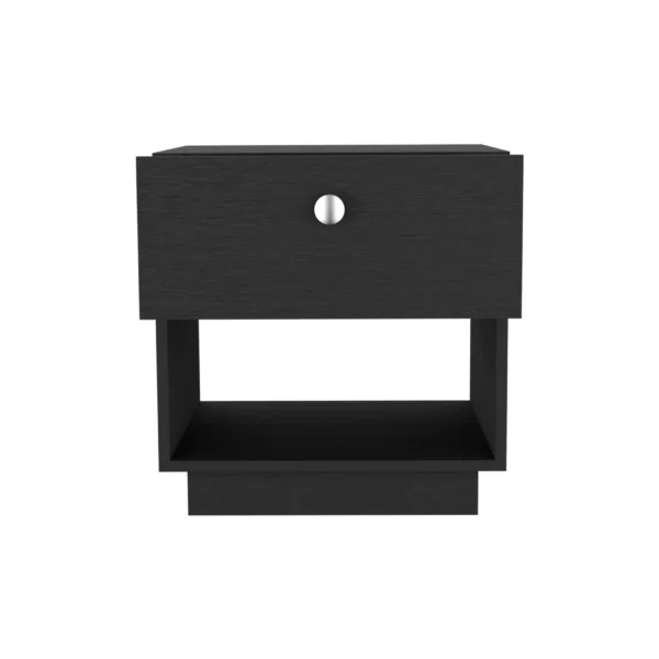 20" Black One Drawer Faux Wood Nightstand