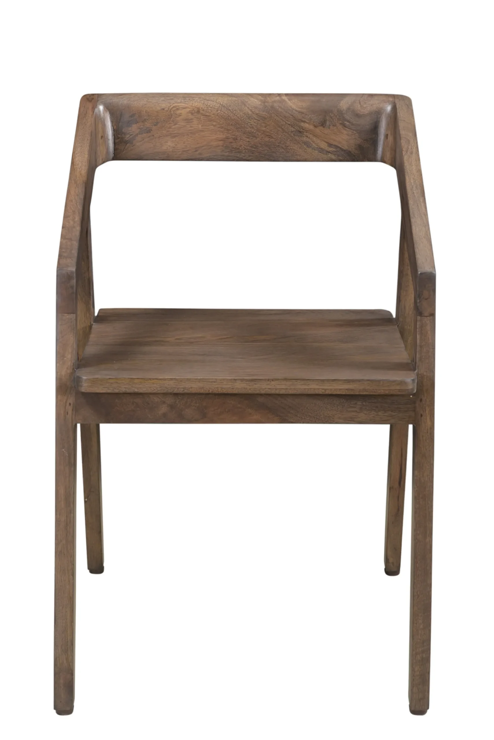 Dark Brown Solid Wood Open Back Dining Arm Chair - Image 3