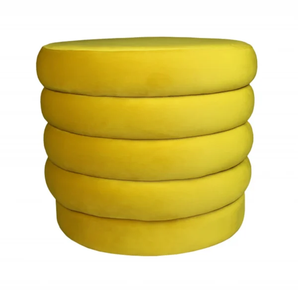 21" Yellow Velvet Tufted Round Cocktail Ottoman