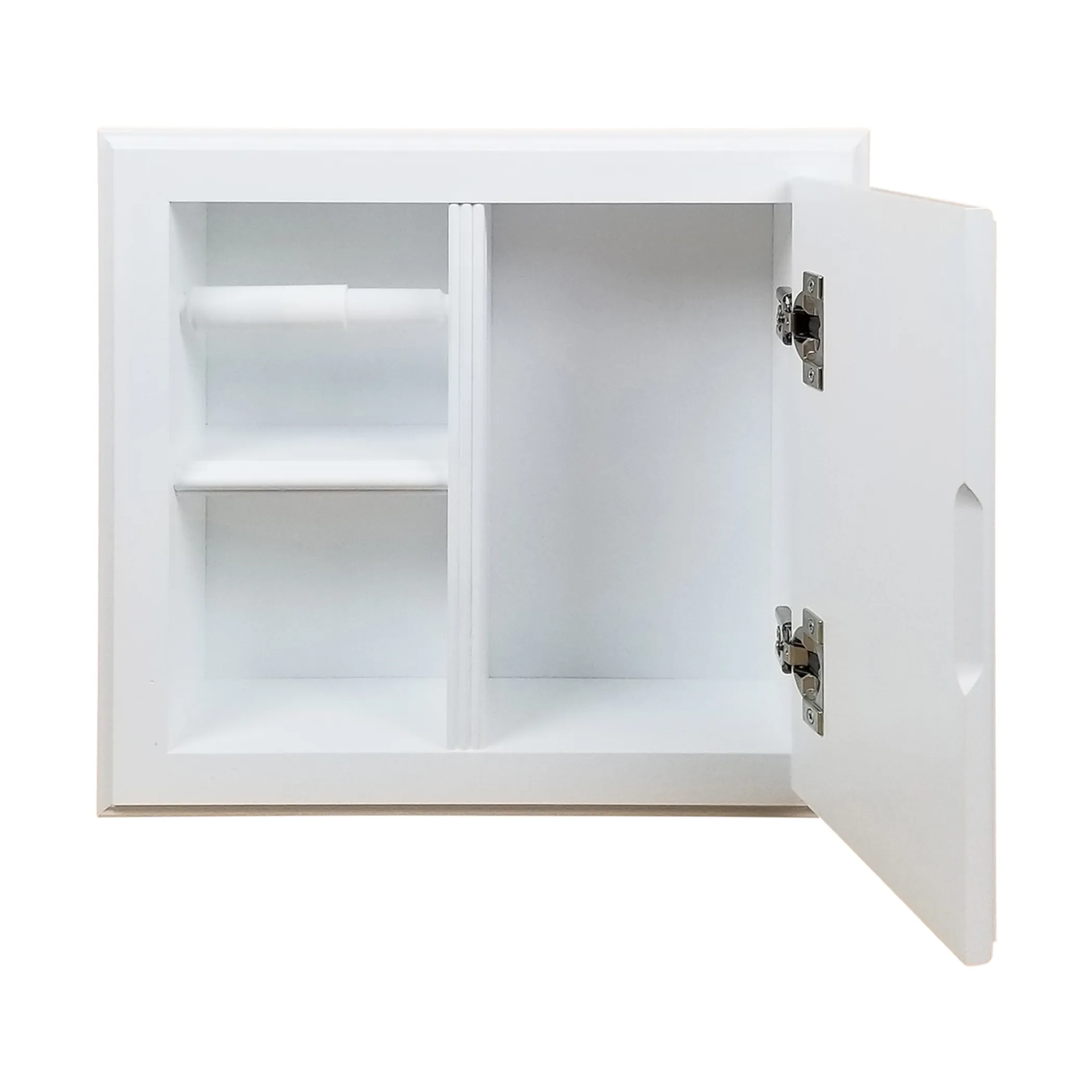 Haile Solid Wood Recessed Wood Toilet Paper Holder with Storage Cubby - Image 4