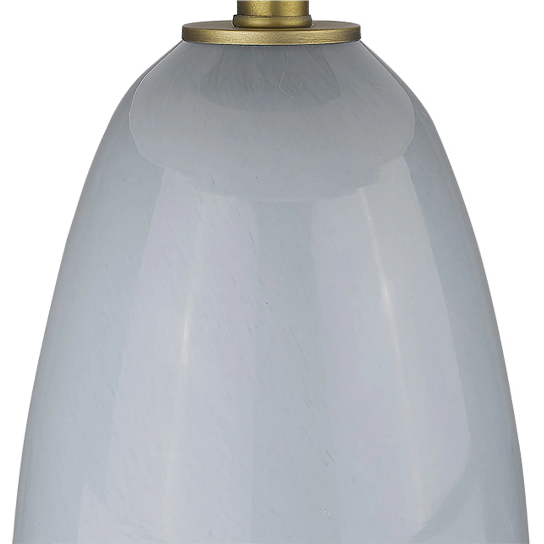 29" Light Gray Glass Table Lamp With White Drum Shade - Image 6
