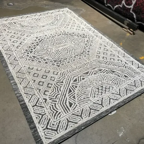 5'3" x7 '6" Feet Beige Grey Boho Soft Plush Tribal Area Rug