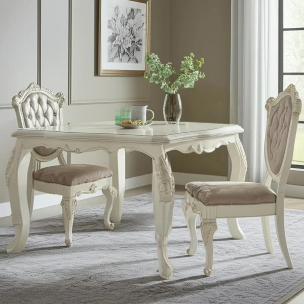 Set of Two Upholstered Faux Leather And Solid Wood Dining Side Chairs
