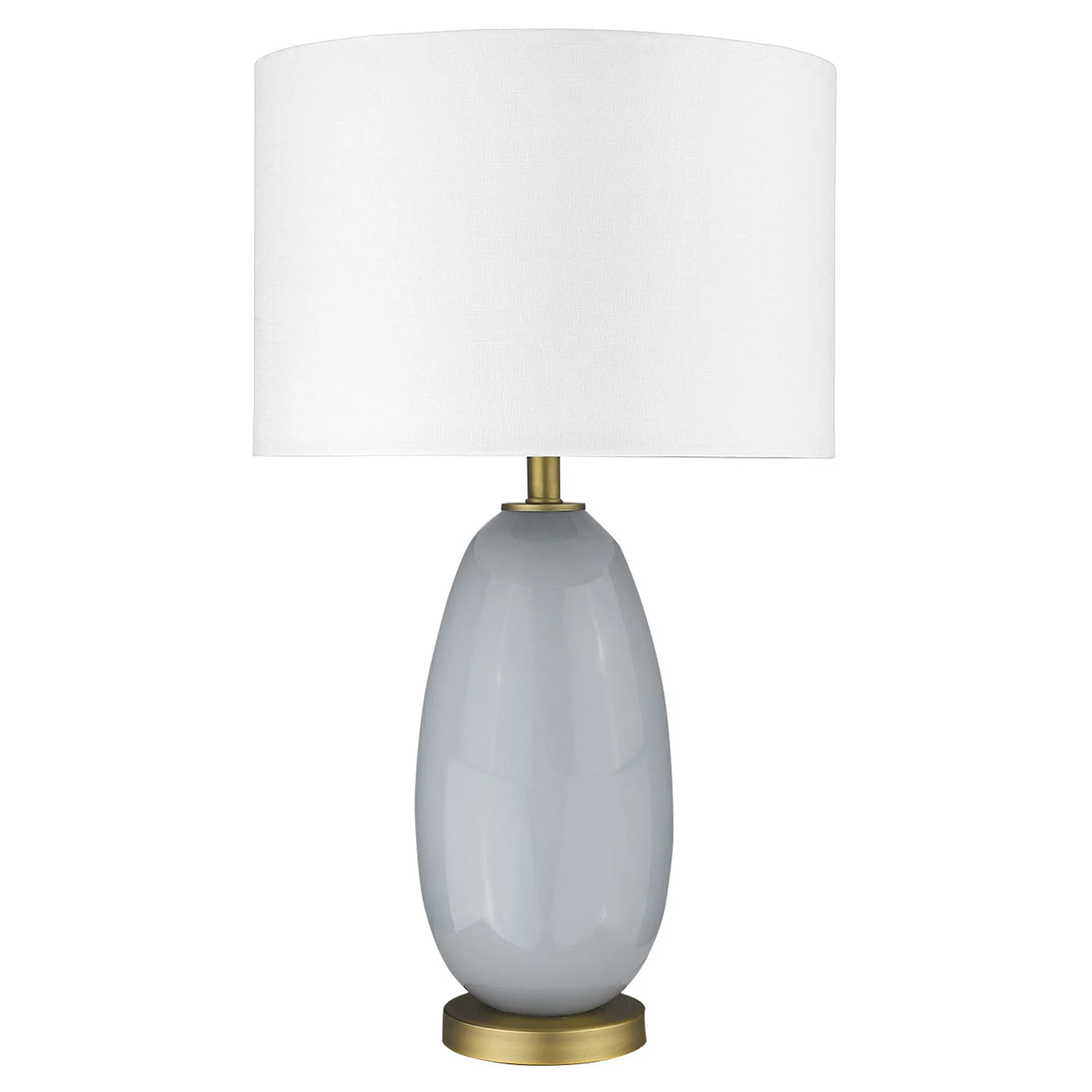 29" Light Gray Glass Table Lamp With White Drum Shade - Image 2