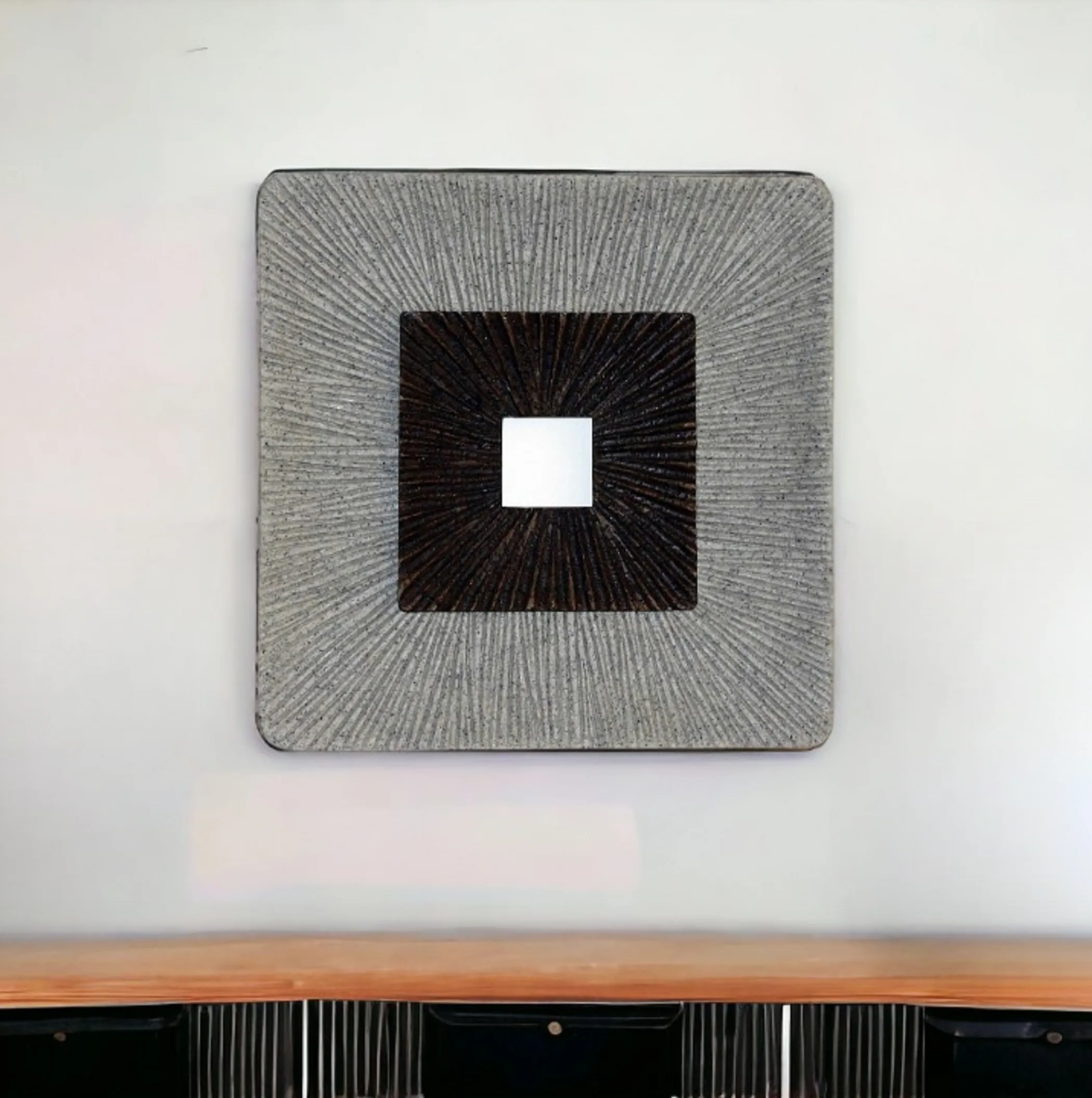 Brown & Gray Square Ribbed Minimalistic Wall Art - Image 2