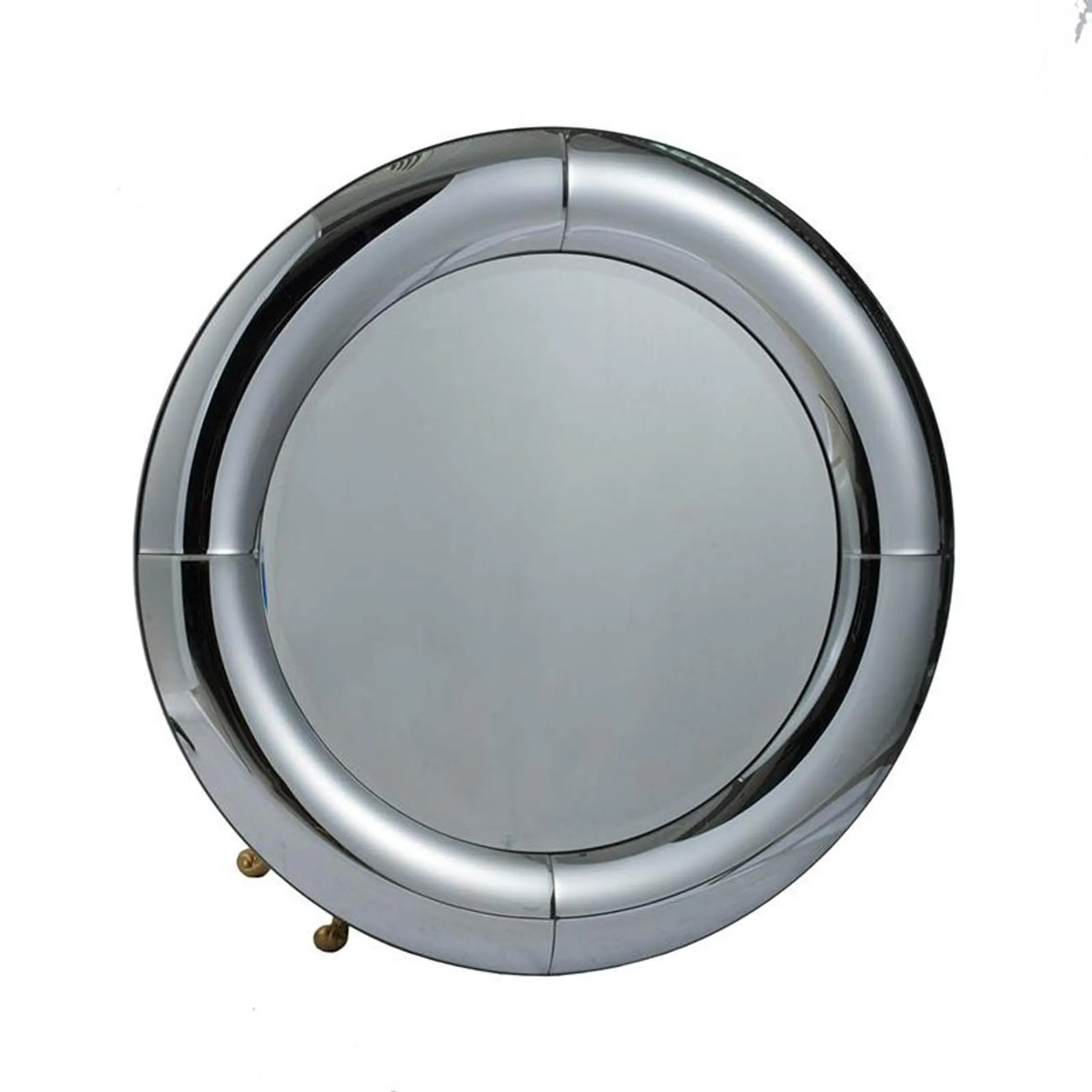 32" Silver Round Curved Frame Accent Mirror - Image 2