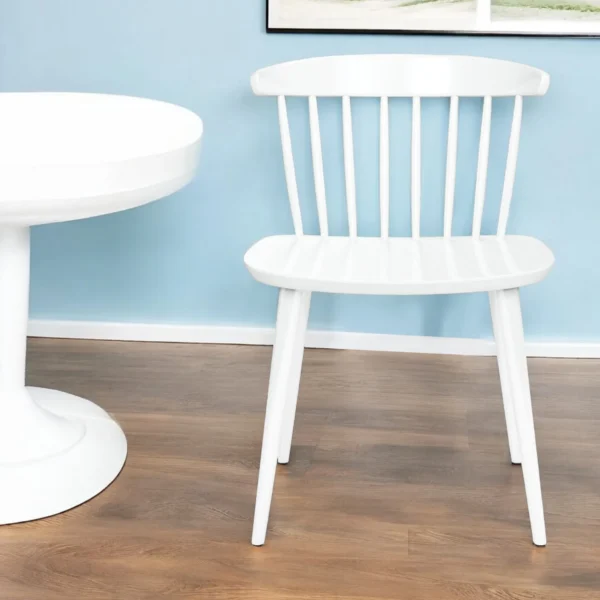White Heavy Duty Plastic Slat Back Dining Side Chair