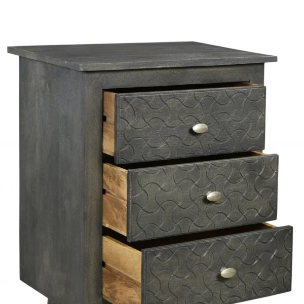 30" Gray Three Drawer Nightstand
