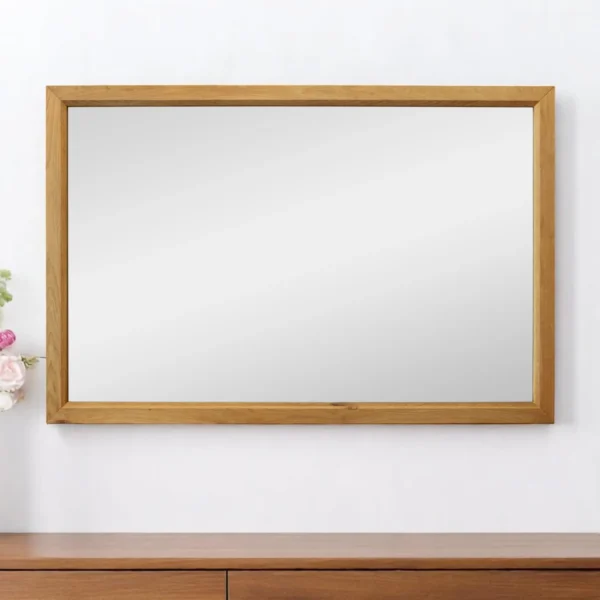 40" Natural Solid Wood Framed Mounted Accent Mirror
