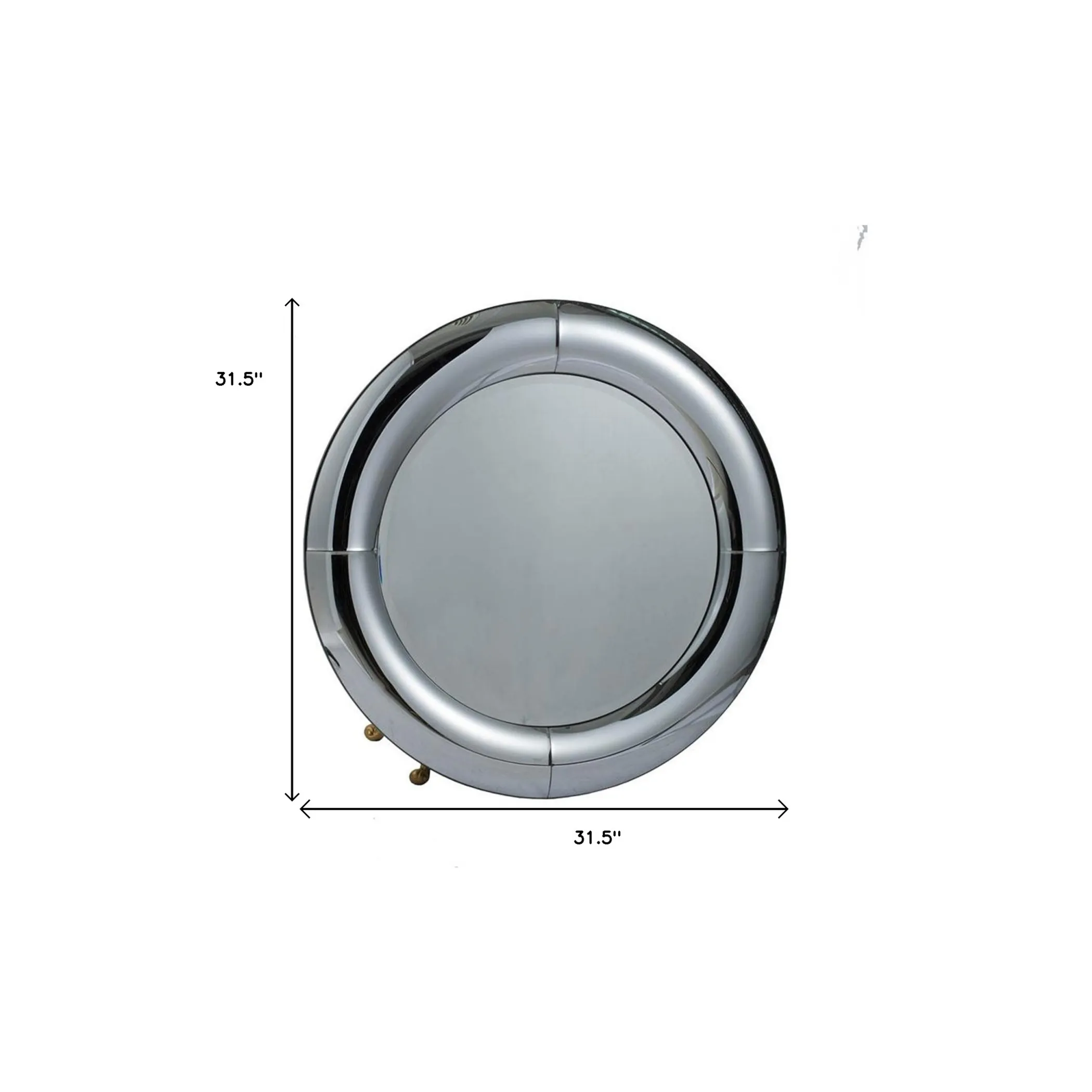 32" Silver Round Curved Frame Accent Mirror - Image 6